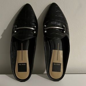 Dolce Vita Slides Black Croc Embossed Gram Loafer Slide Size 7.5